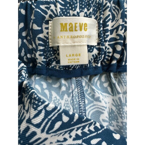 NWT Anthropologie MaEve Anika Blue Paisley Motif Wide Leg Slit Pull On Pants L - Picture 6 of 9